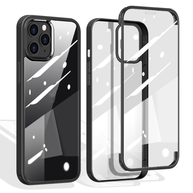 

Double-sided Plastic Glass Protective Case For iPhone 12 Pro Max(Black)