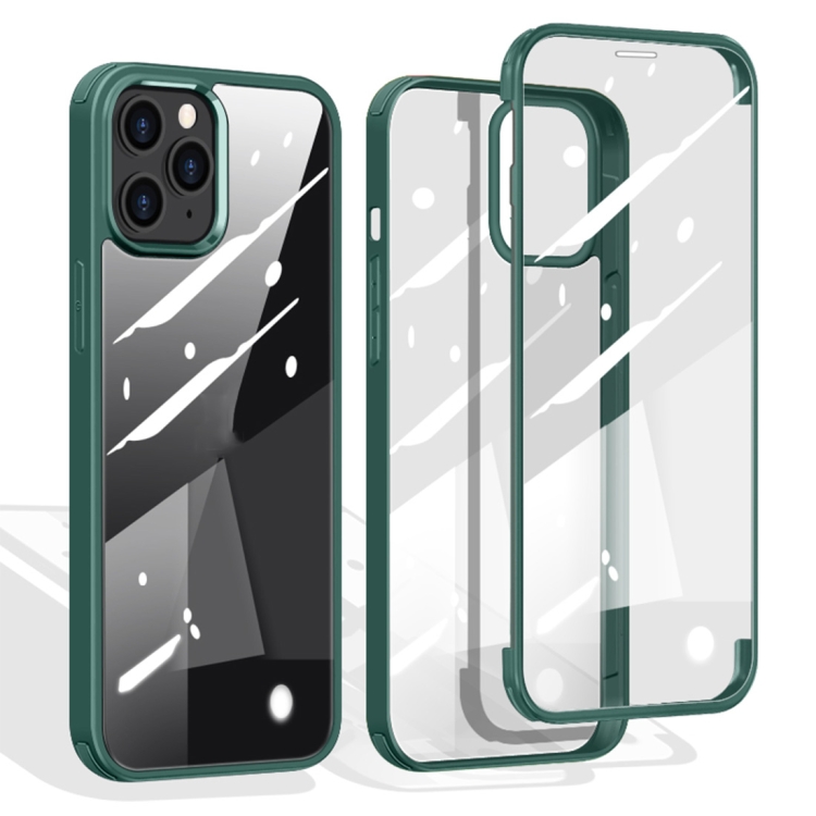 

Double-sided Plastic Glass Protective Case For iPhone 12 Pro Max(Green)