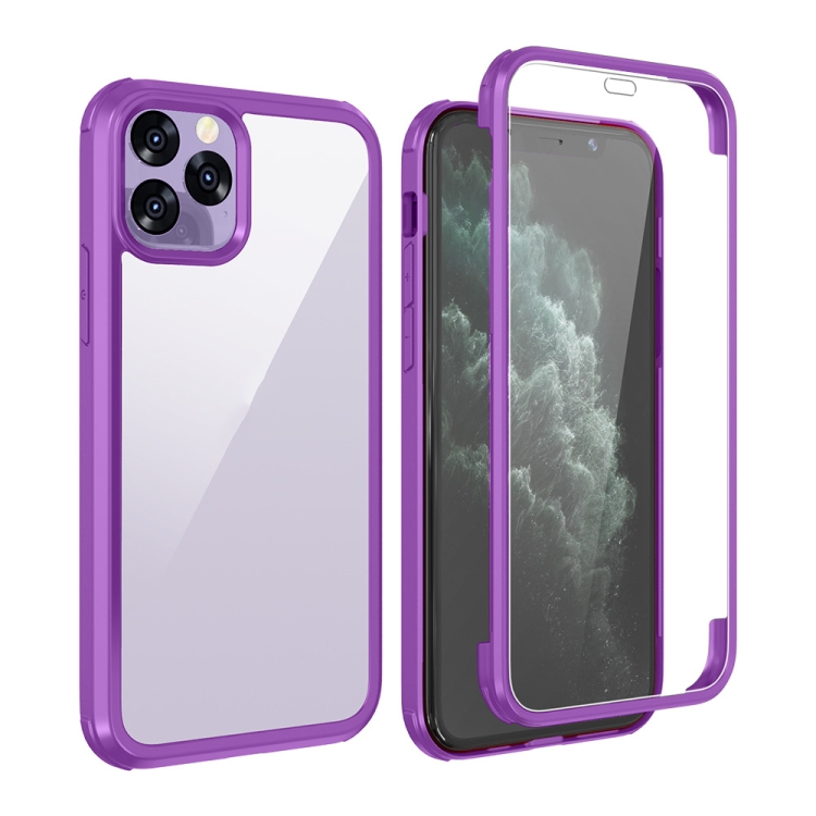 

Double-sided Plastic Glass Protective Case For iPhone 11 Pro Max(Purple)
