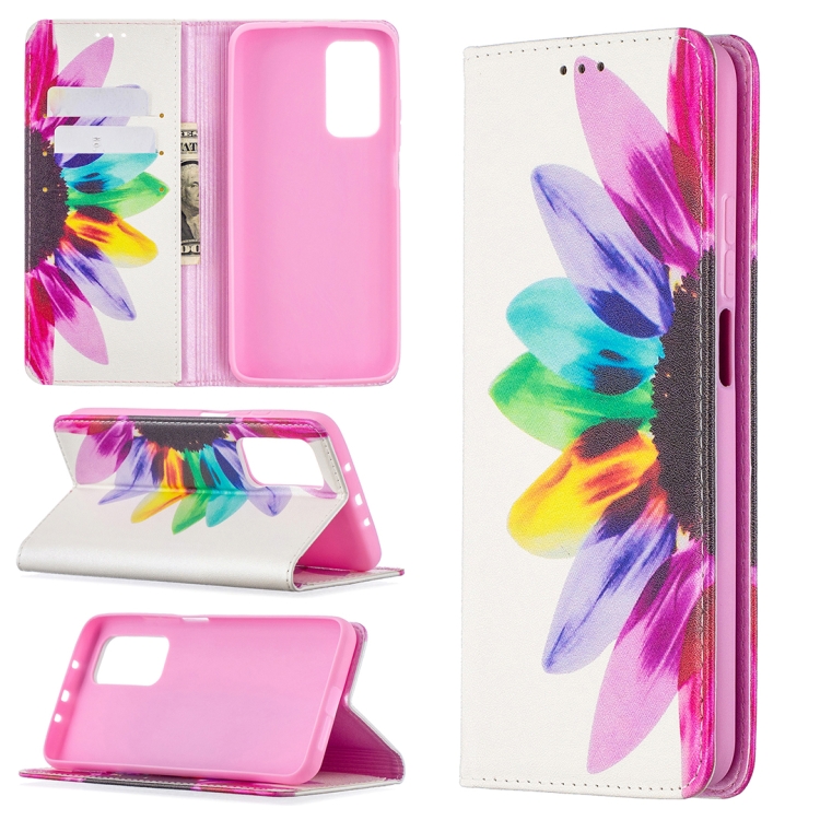 

For Xiaomi Mi 10T / 10 Pro Colored Drawing Pattern Invisible Magnetic Horizontal Flip PU Leather Case with Holder & Card Slots & Wallet(Sunflower)