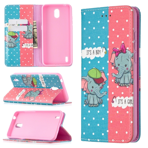 

For Nokia 1.3 Colored Drawing Pattern Invisible Magnetic Horizontal Flip PU Leather Case with Holder & Card Slots & Wallet(Elephant)