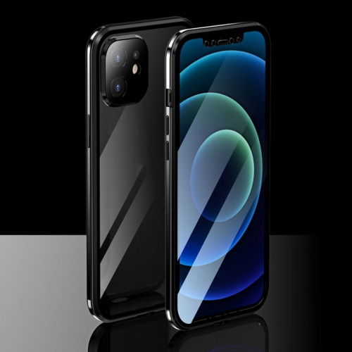

Electroplating Frame Double Sides Tempered Glass Magnetic Adsorption Case For iPhone 12(Black)