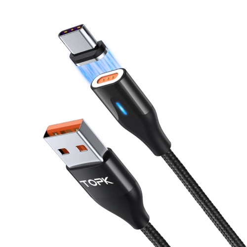 

TOPK AM63 1m USB to USB-C / Type-C Flat Magnetic Metal Connector Nylon Braided Magnetic Fast Charging Data Cable(Black)