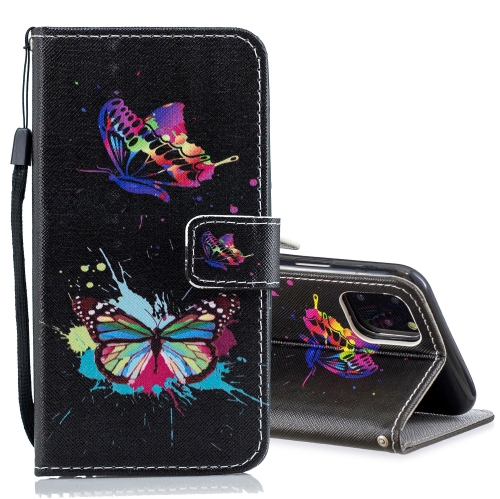 

Horizontal Flip Leather Case with Holder & Card Slots & Wallet For iPhone 12 / 12 Pro(Colored Butterfly)