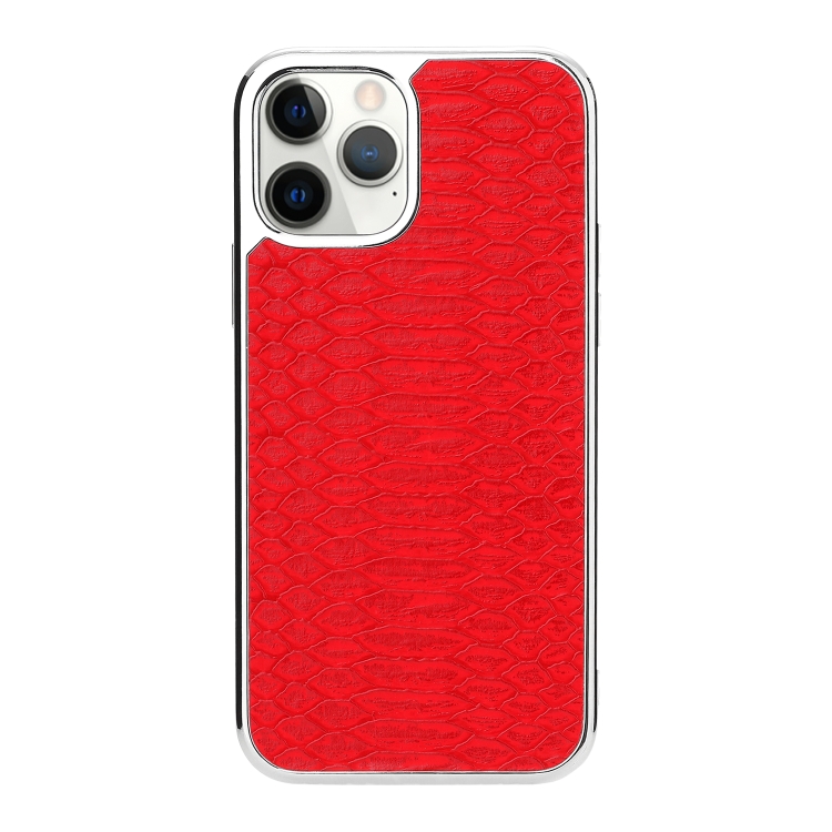 

Fish Skin Texture Shockproof Protective Case For iPhone 11 Pro Max(Silver + Red)