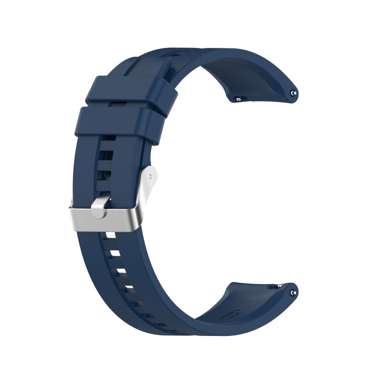 

For Huawei Watch GT 2 42mm Silicone Replacement Wrist Strap Watchband with Silver Buckle(Dark Blue)