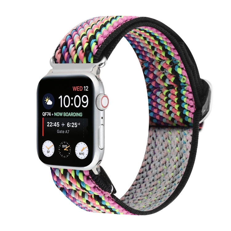 

Metal Japanese Buckle Elastic Nylon Replacement Watchbands For Apple Watch Series 6 & SE & 5 & 4 44mm / 3 & 2 & 1 42mm(22)