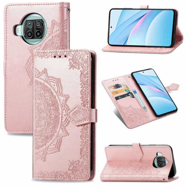 

For Xiaomi Mi 10T Lite 5G Embossed Mandala Pattern TPU + PU Horizontal Flip Leather Case with Holder & Three Card Slots & Wallet(Rose Gold)