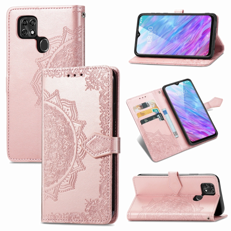 

For ZTE Blade 20 Smart Embossed Mandala Pattern TPU + PU Horizontal Flip Leather Case with Holder & Three Card Slots & Wallet(Rose Gold)