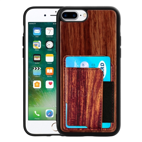 

Wood Grain PU+TPU Protective Case with Card Slot For iPhone 8 & 7(Rosewood)