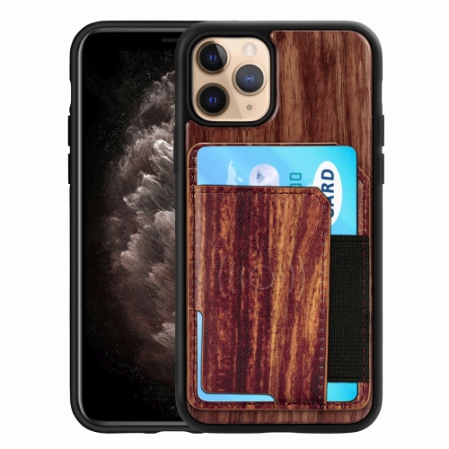 

Wood Grain PU+TPU Protective Case with Card Slot For iPhone 11 Pro(Rosewood)