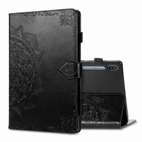 

For Samsung Galaxy Tab S6 Halfway Mandala Embossing Pattern Horizontal Flip PU Leather Case with Card Slots & Holder & Pen Slot(Black)