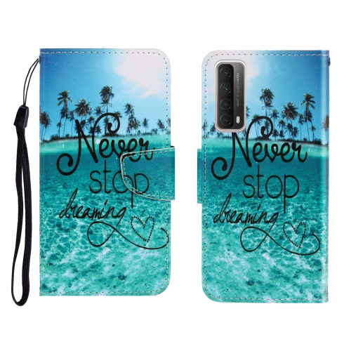 

Colored Drawing Horizontal Flip Leather Case with Holder & Card Slot & Wallet For Huawei P Smart 2021 / Y7a(Blue Coconut Grove)