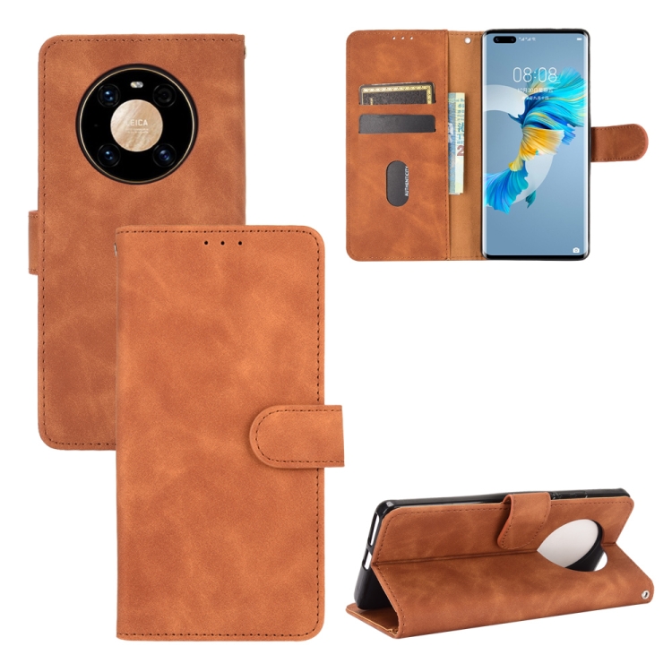 

For Huawei Mate 40 Pro Solid Color Skin Feel Magnetic Buckle Horizontal Flip Calf Texture PU Leather Case with Holder & Card Slots & Wallet(Brown)