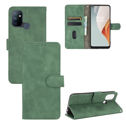 

For OnePlus Nord N100 Solid Color Skin Feel Magnetic Buckle Horizontal Flip Calf Texture PU Leather Case with Holder & Card Slots & Wallet(Green)