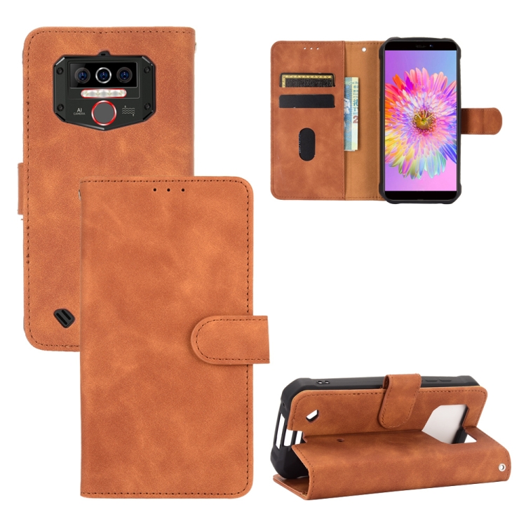 

For Oukitel WP5 Solid Color Skin Feel Magnetic Buckle Horizontal Flip Calf Texture PU Leather Case with Holder & Card Slots & Wallet(Brown)
