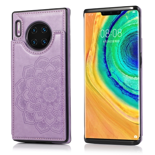 

For Huawei Mate 30 Double Buckle Mandala Pattern PU+TPU Protective Case with Card Slots & Holder & Photo Frame(Purple)