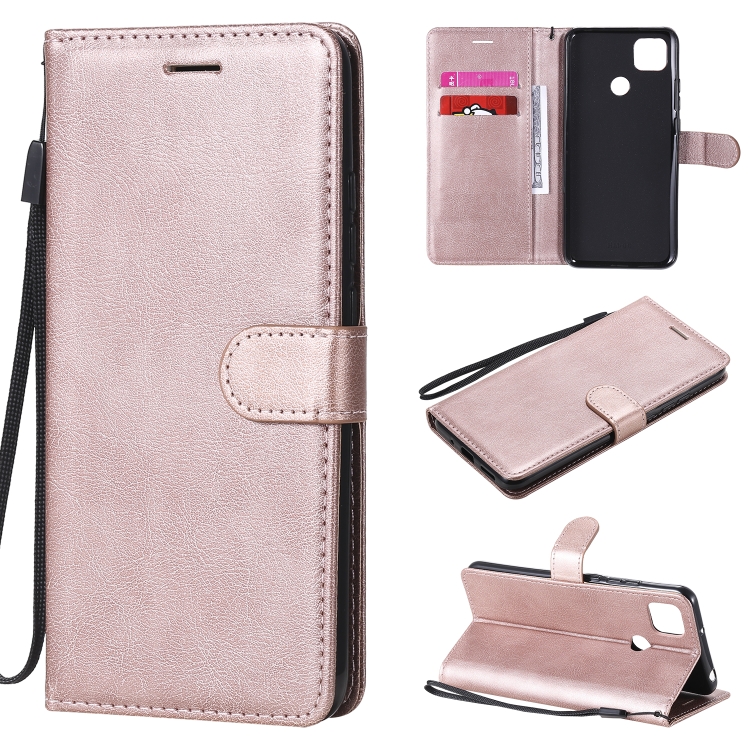 

For Xiaomi Redmi 9C Solid Color Horizontal Flip Protective Leather Case with Holder & Card Slots & Wallet & Photo Frame & Lanyard(Rose Gold)