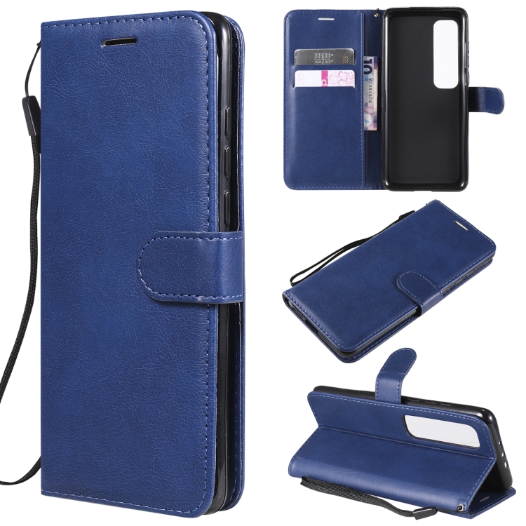 

For Xiaomi Mi 10 Ultra Solid Color Horizontal Flip Protective Leather Case with Holder & Card Slots & Wallet & Photo Frame & Lanyard(Blue)