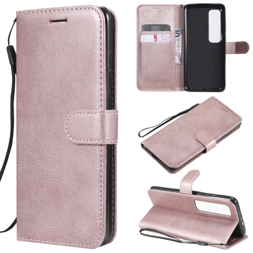 

For Xiaomi Mi 10 Ultra Solid Color Horizontal Flip Protective Leather Case with Holder & Card Slots & Wallet & Photo Frame & Lanyard(Rose Gold)