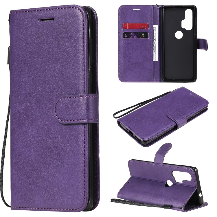 

For Motorola Moto Edge+ Solid Color Horizontal Flip Protective Leather Case with Holder & Card Slots & Wallet & Photo Frame & Lanyard(Purple)