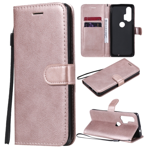 

For Motorola Moto Edge+ Solid Color Horizontal Flip Protective Leather Case with Holder & Card Slots & Wallet & Photo Frame & Lanyard(Rose Gold)