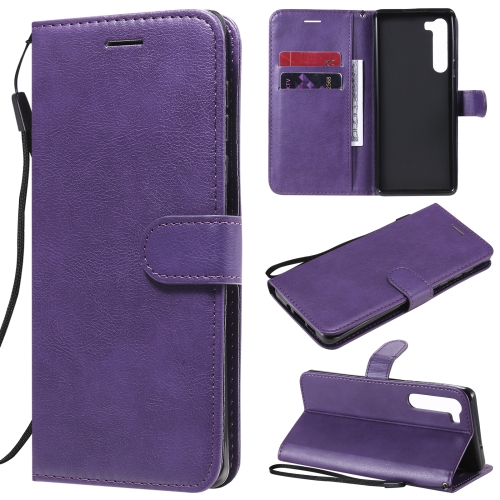 

For Motorola Moto Edge Solid Color Horizontal Flip Protective Leather Case with Holder & Card Slots & Wallet & Photo Frame & Lanyard(Purple)