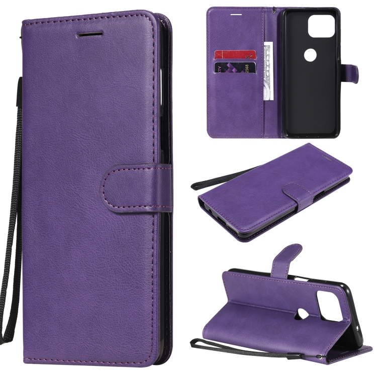 

For Motorola Moto G 5G Plus Solid Color Horizontal Flip Protective Leather Case with Holder & Card Slots & Wallet & Photo Frame & Lanyard(Purple)