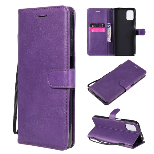 

For Motorola Moto G9 Plus Solid Color Horizontal Flip Protective Leather Case with Holder & Card Slots & Wallet & Photo Frame & Lanyard(Purple)