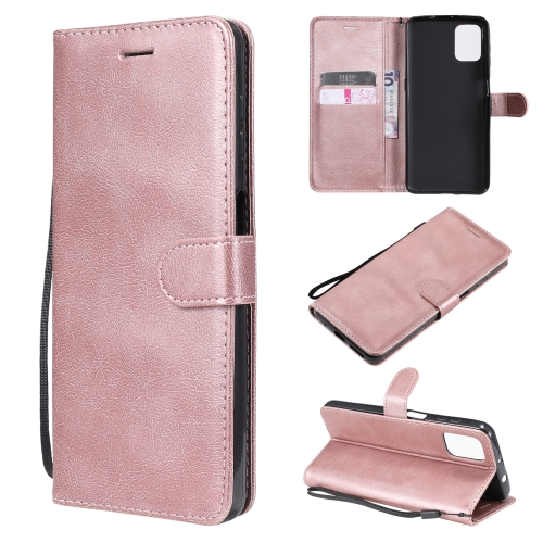 

For Motorola Moto G9 Plus Solid Color Horizontal Flip Protective Leather Case with Holder & Card Slots & Wallet & Photo Frame & Lanyard(Rose Gold)