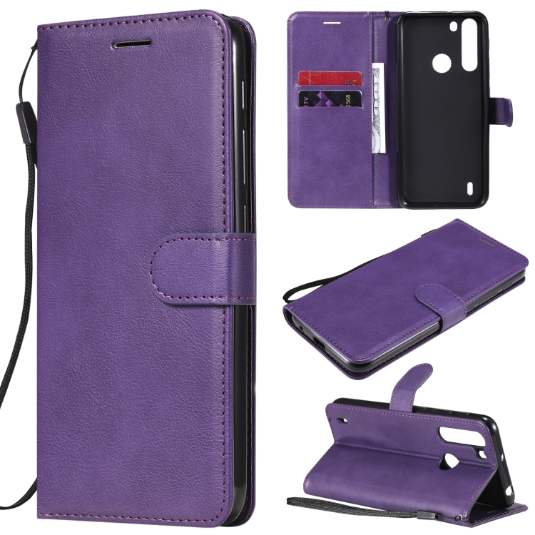 

For Motorola Moto One Fuson Solid Color Horizontal Flip Protective Leather Case with Holder & Card Slots & Wallet & Photo Frame & Lanyard(Purple)
