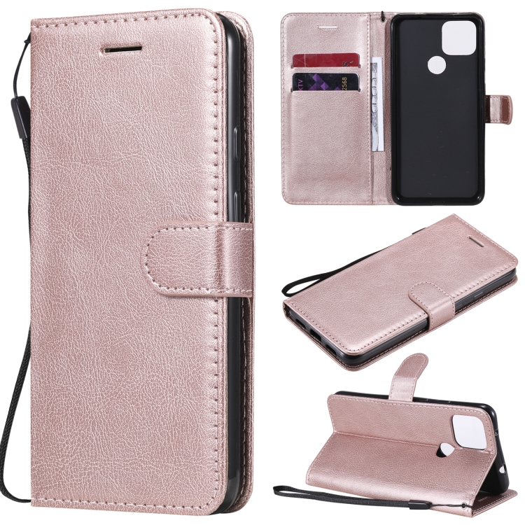 

For Google Pixel 5 XL Solid Color Horizontal Flip Protective Leather Case with Holder & Card Slots & Wallet & Photo Frame & Lanyard(Rose Gold)