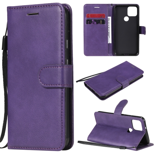 

For Google Pixel 5 Solid Color Horizontal Flip Protective Leather Case with Holder & Card Slots & Wallet & Photo Frame & Lanyard(Purple)