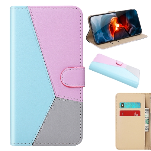 

For Samsung Galaxy S30 Tricolor Stitching Horizontal Flip TPU + PU Leather Case with Holder & Card Slots & Wallet(Blue)