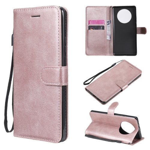 

For Huawei Mate 40 Pro Solid Color Horizontal Flip Protective Leather Case with Holder & Card Slots & Wallet & Photo Frame & Lanyard(Rose Gold)