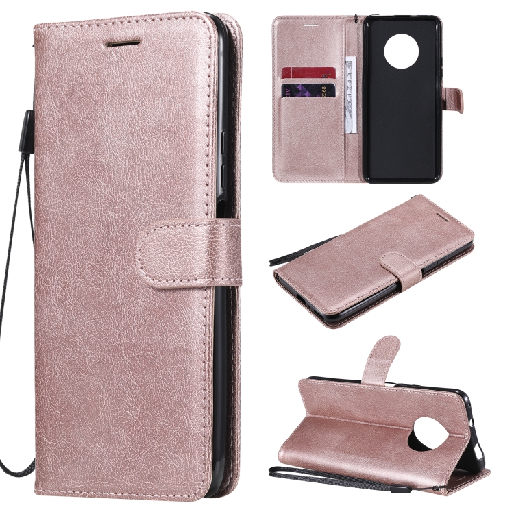 

For Huawei Enjoy 20 Plus 5G Solid Color Horizontal Flip Protective Leather Case with Holder & Card Slots & Wallet & Photo Frame & Lanyard(Rose Gold)