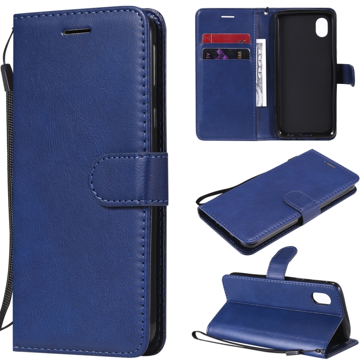 

For Samsung Galaxy A01 Core Solid Color Horizontal Flip Protective Leather Case with Holder & Card Slots & Wallet & Photo Frame & Lanyard(Blue)