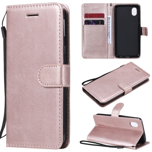 

For Samsung Galaxy A01 Core Solid Color Horizontal Flip Protective Leather Case with Holder & Card Slots & Wallet & Photo Frame & Lanyard(Rose Gold)