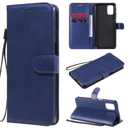 

For Samsung Galaxy M31s Solid Color Horizontal Flip Protective Leather Case with Holder & Card Slots & Wallet & Photo Frame & Lanyard(Blue)