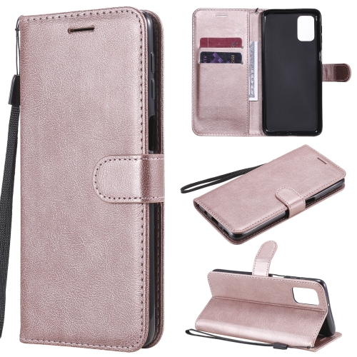 

For Samsung Galaxy M31s Solid Color Horizontal Flip Protective Leather Case with Holder & Card Slots & Wallet & Photo Frame & Lanyard(Rose Gold)