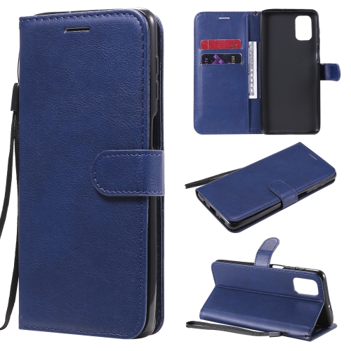 

For Samsung Galaxy M51 Solid Color Horizontal Flip Protective Leather Case with Holder & Card Slots & Wallet & Photo Frame & Lanyard(Blue)