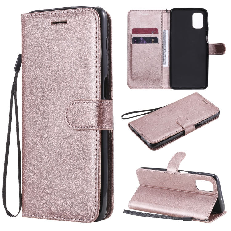 

For Samsung Galaxy M51 Solid Color Horizontal Flip Protective Leather Case with Holder & Card Slots & Wallet & Photo Frame & Lanyard(Rose Gold)
