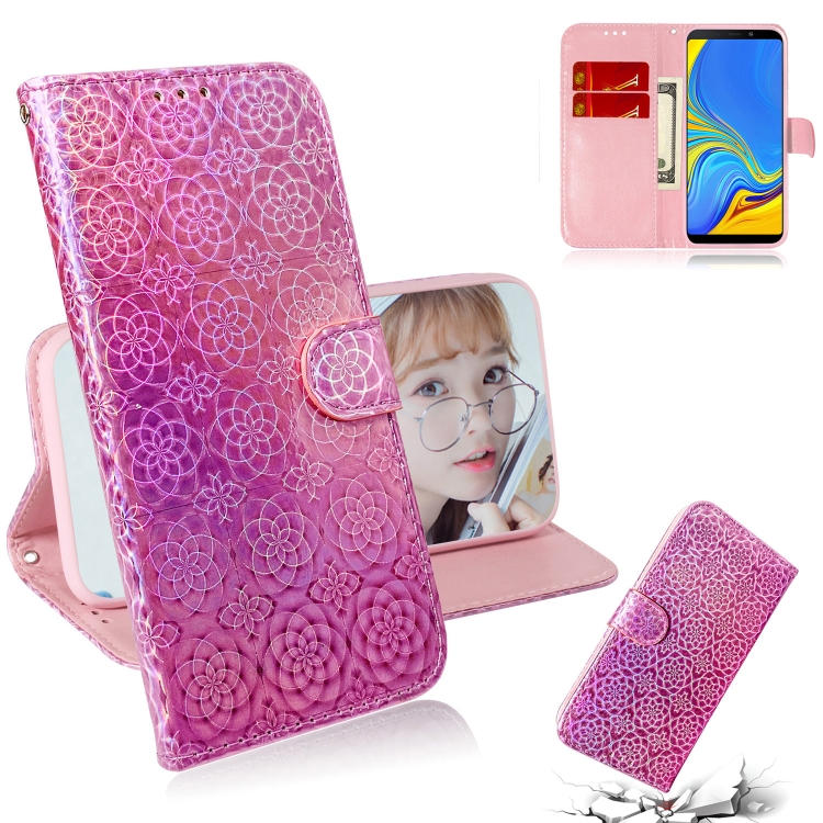 

For Galaxy A9 2018 Solid Color Colorful Magnetic Buckle Horizontal Flip PU Leather Case with Holder & Card Slots & Wallet & Lanyard(Pink)