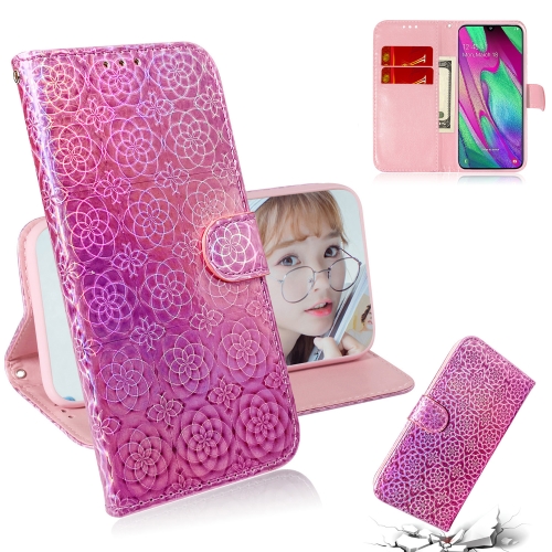 

For Galaxy A40 Solid Color Colorful Magnetic Buckle Horizontal Flip PU Leather Case with Holder & Card Slots & Wallet & Lanyard(Pink)