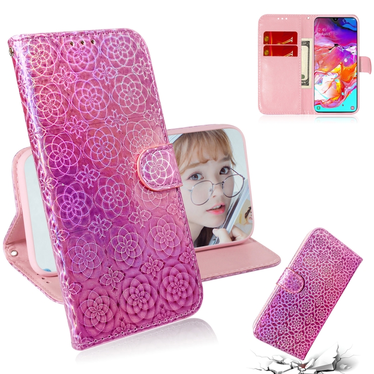 

For Galaxy A70 Solid Color Colorful Magnetic Buckle Horizontal Flip PU Leather Case with Holder & Card Slots & Wallet & Lanyard(Pink)
