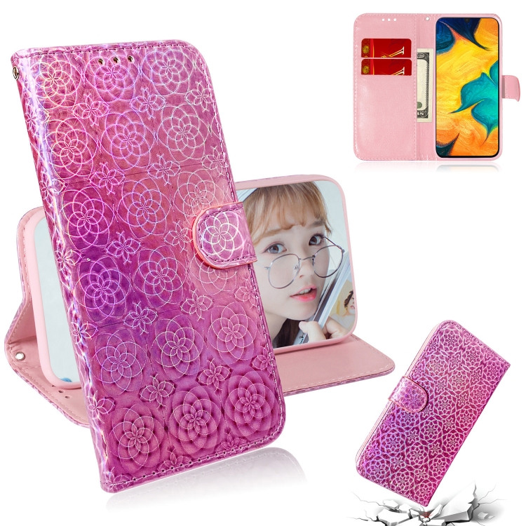 

For Galaxy A20 / A30 Solid Color Colorful Magnetic Buckle Horizontal Flip PU Leather Case with Holder & Card Slots & Wallet & Lanyard(Pink)