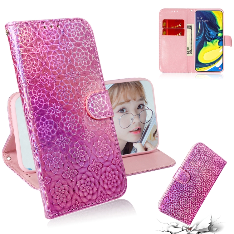 

For Galaxy A80 / A90 Solid Color Colorful Magnetic Buckle Horizontal Flip PU Leather Case with Holder & Card Slots & Wallet & Lanyard(Pink)