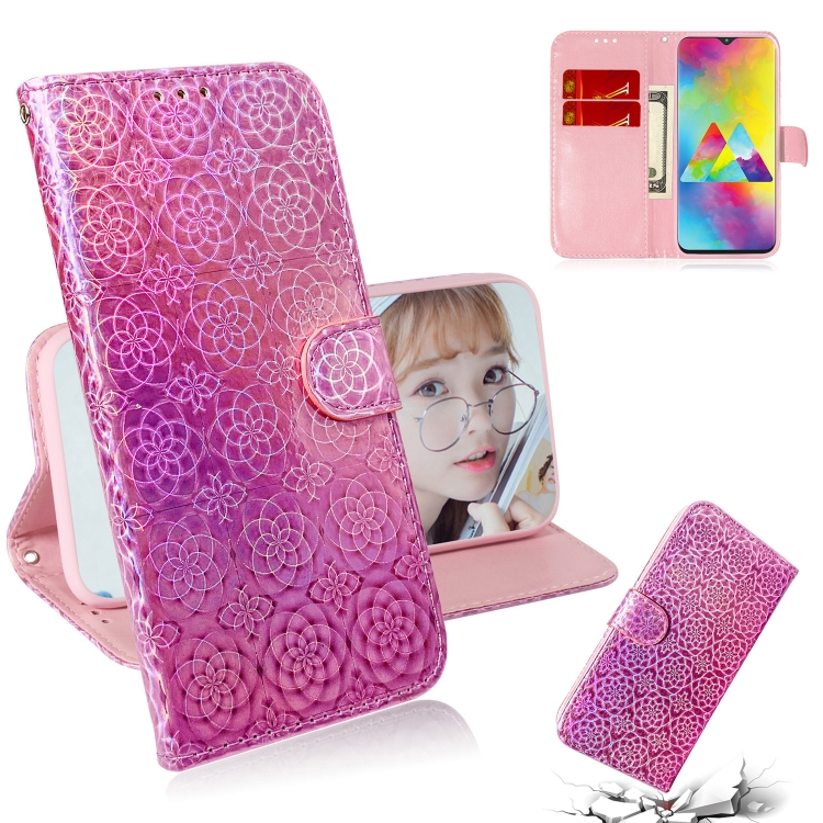 

For Galaxy M20 Solid Color Colorful Magnetic Buckle Horizontal Flip PU Leather Case with Holder & Card Slots & Wallet & Lanyard(Pink)