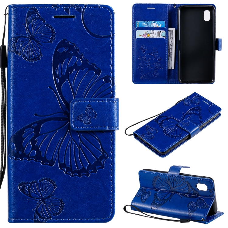

For Samsung Galaxy A01 Core 3D Butterflies Embossing Pattern Horizontal Flip Leather Case with Holder & Card Slot & Wallet(Blue)