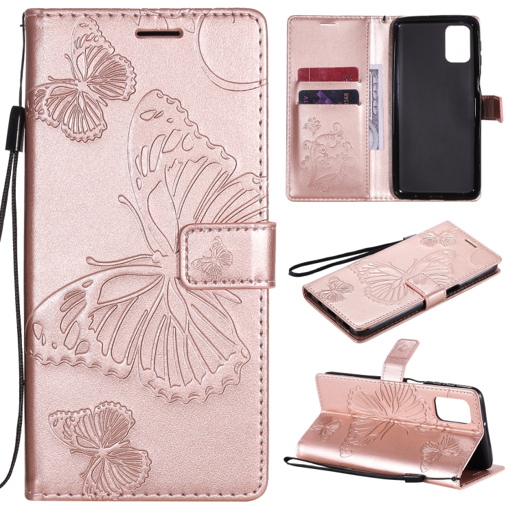 

For Samsung Galaxy M31s 3D Butterflies Embossing Pattern Horizontal Flip Leather Case with Holder & Card Slot & Wallet(Rose Gold)